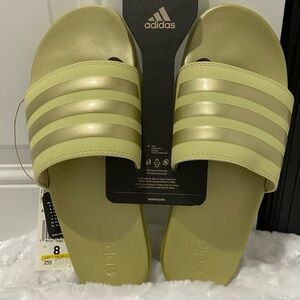 🆕adidas Ladies Green Adilette Comfort Sport Slides - 8